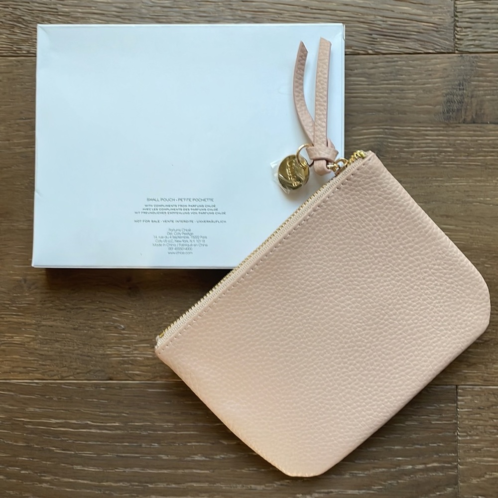NIB Chloe Parfum Small Pouch Wallet Beige / Taupe / Blush with Rivet Detail - Picture 3 of 3
